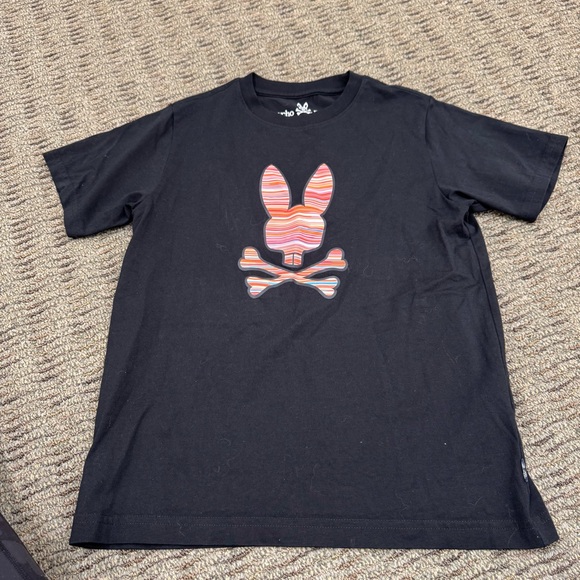 Psycho Bunny Kids Black Tee with Colorful Bunny Graphic - Picture 1 of 3